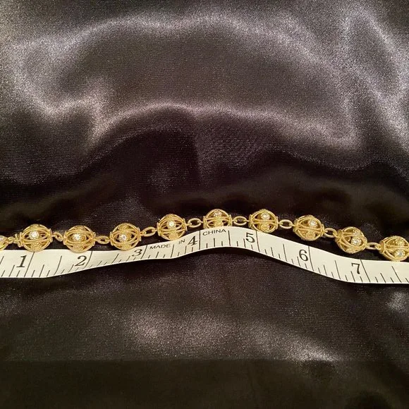 ** HP ** Judith Ripka 14K Yellow Gold-Clad Sterling Silver Truffle Bead Bracelet - Picture 4 of 5